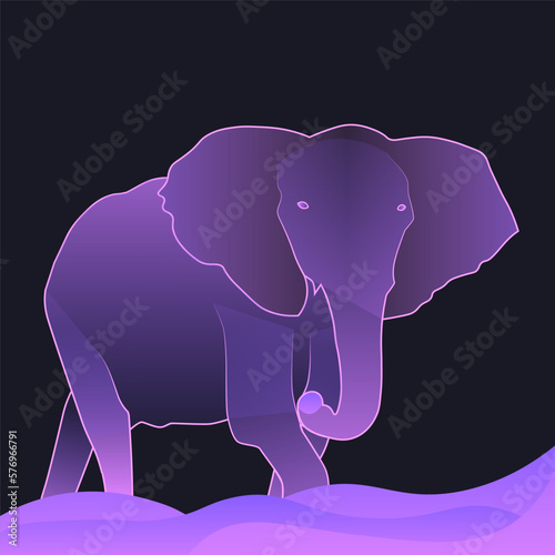 Elephant illuatration neon perple color
