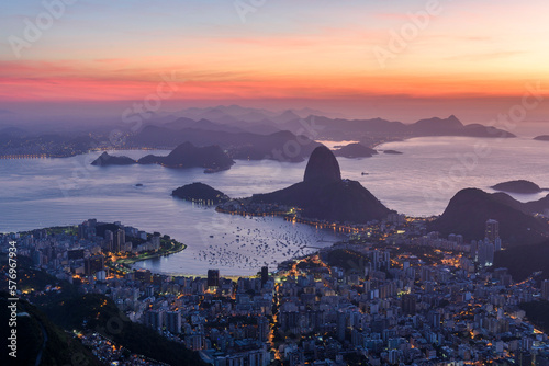 Sunrise Seen From Corcovado Mountain In Rio De Janeiro, Brazil photo