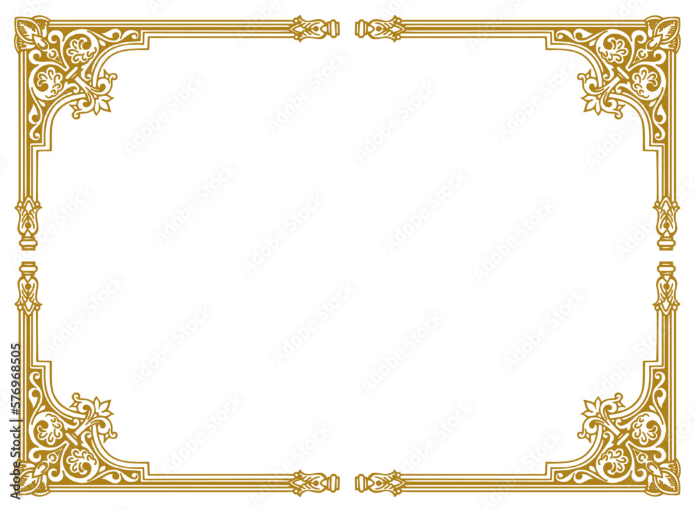 Golden vintage frame with ornament vector illustration