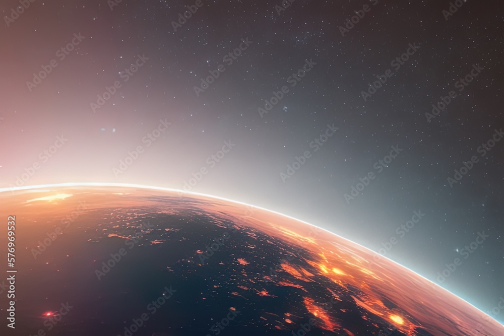 Fototapeta premium a lone galaxy, in space, wide angle. Ai generated