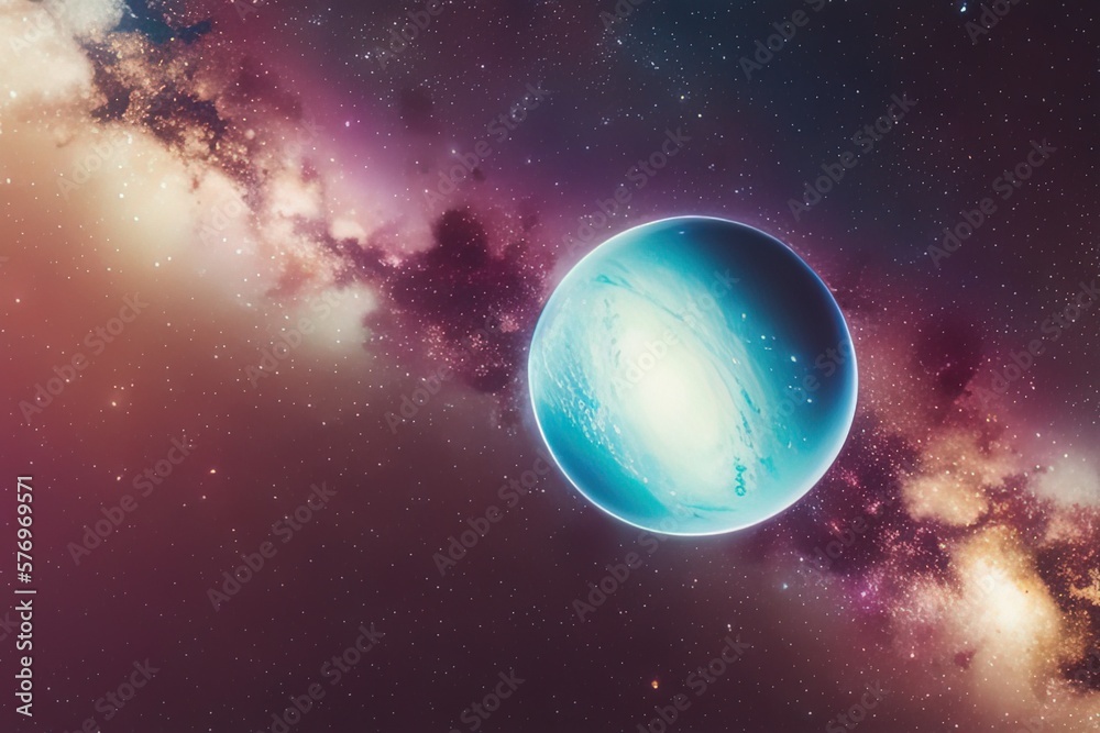 Naklejka premium a lone galaxy, in space, wide angle. Ai generated