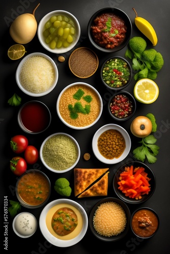 Colorful middle east food art, generate AI