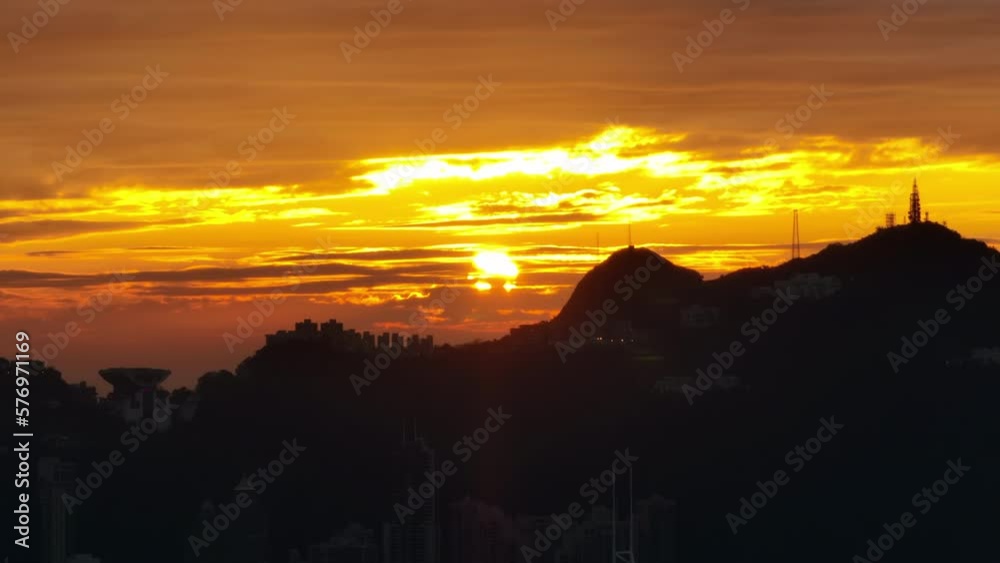 Rising shot over Beautiful Silhouetted Mountain Range During Sunrise. Aerial Drone Shot Rising shot over Beautiful Silhouetted Mountain Range During Sunrise. Aerial Drone Shot