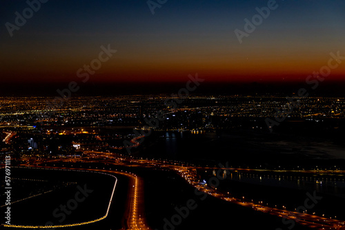city skyline at sunrise of dubai from the burj khalifa © PandaFrog