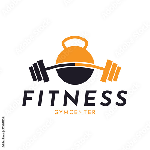 Illustration vector graphic fitness gym barbell dumbbell logo design
