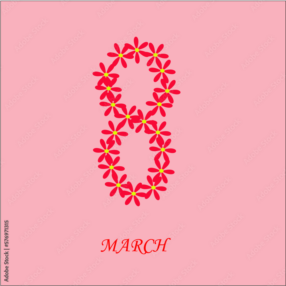 figure 8 of flowers on a pink background