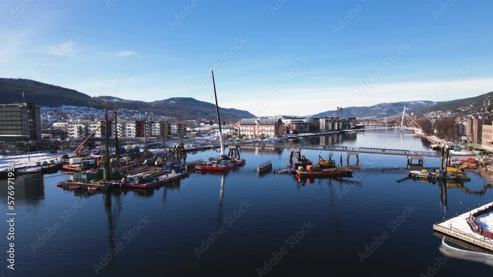 Construction equipment and machinery in the river scene 2. Construction equipment and machinery in the river scene 2.