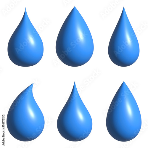 Water drops collection for app  logo  or web isolated on a transparent background. Simple 3D illustration of blue falling water or raindrop. Steam shower condensation on a vertical surface
