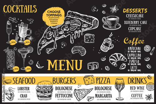 Restaurant cafe menu, template design. Food flyer.	
