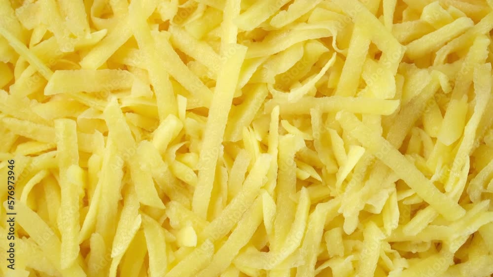 Grated potatoes top view, rotation Grated potatoes top view, rotation