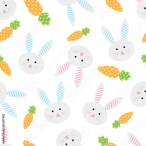 Seamless pattern Easter Bunny carrot vector illustration