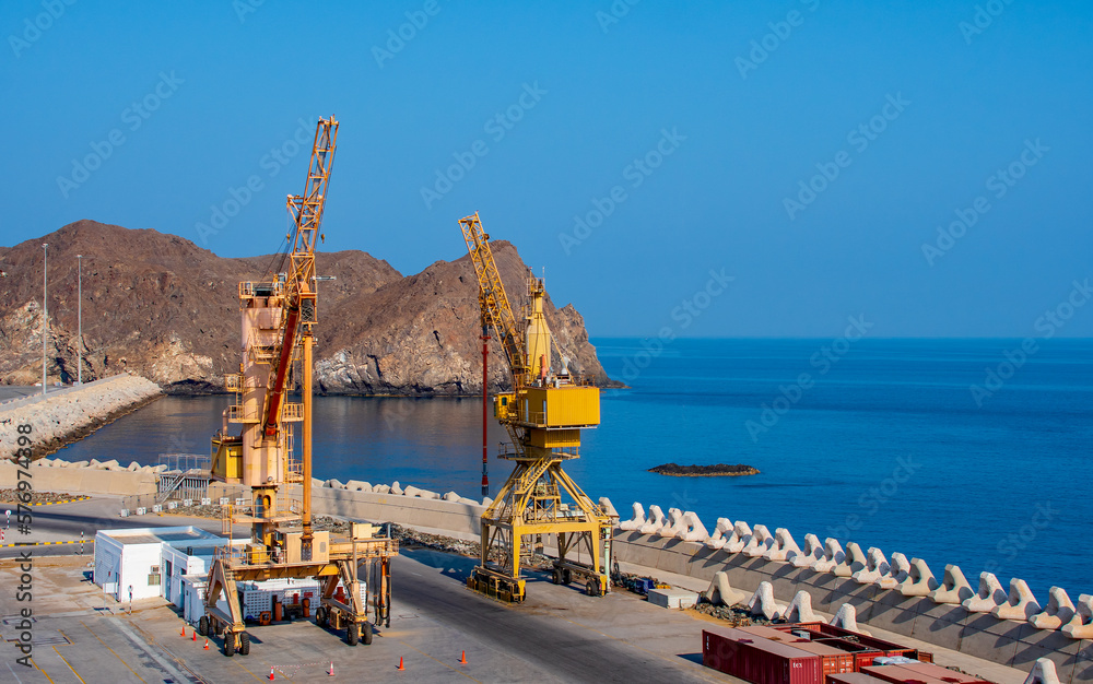 Fototapeta premium Cranes in the port of Muscat, Oman