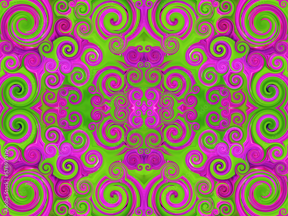 Lila grünes symmetrisches Muster