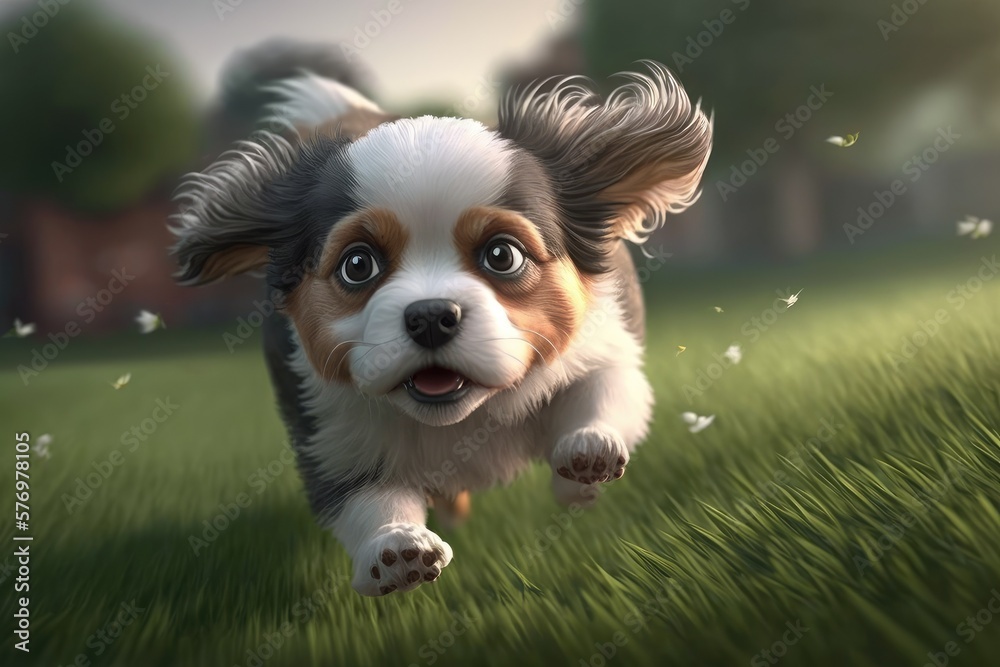 Cute dog close-up. Illustration. Generative AI Cute dog close-up. Illustration. Generative AI