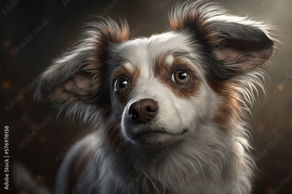 Cute dog close-up. Illustration. Generative AI