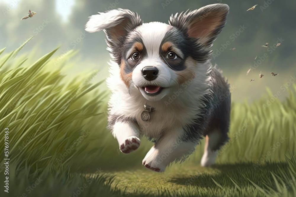 Cute dog close-up. Illustration. Generative AI Cute dog close-up. Illustration. Generative AI