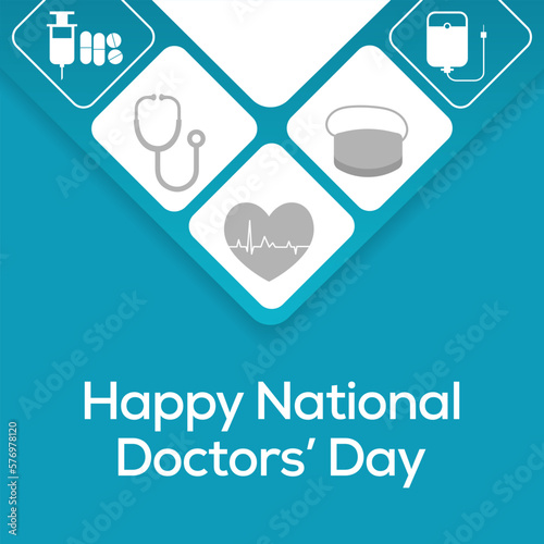 National Doctors' Day is a day celebrated to appreciate and recognize the contributions of physicians to individual lives and communities. Vector illustration.