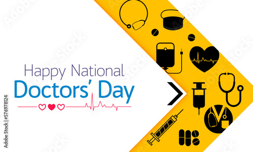 National Doctors' Day is a day celebrated to appreciate and recognize the contributions of physicians to individual lives and communities. Vector illustration.