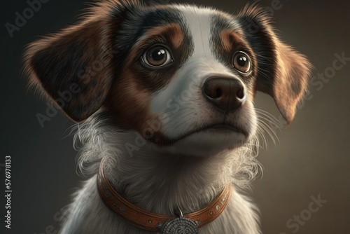 Cute dog close-up. Illustration. Generative AI