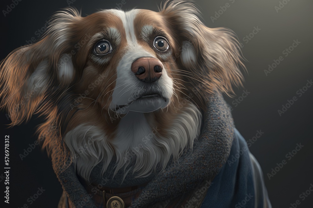Naklejka premium Cute dog close-up. Illustration. Generative AI