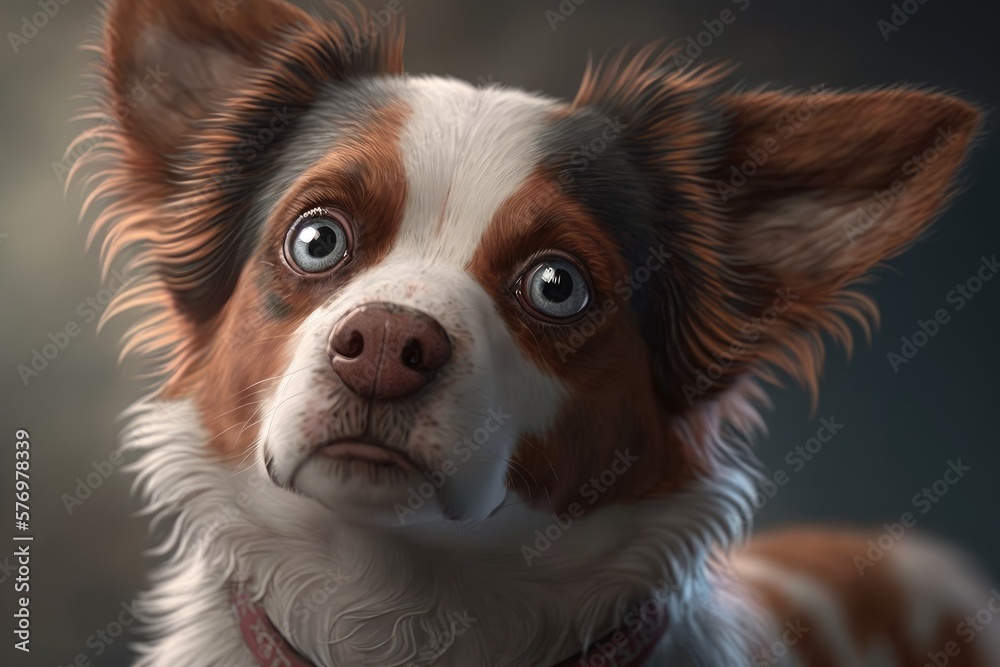 Cute dog close-up. Illustration. Generative AI Cute dog close-up. Illustration. Generative AI