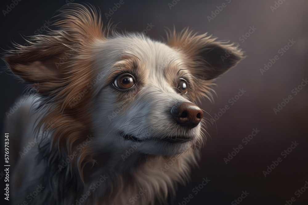 Cute dog close-up. Illustration. Generative AI Cute dog close-up. Illustration. Generative AI
