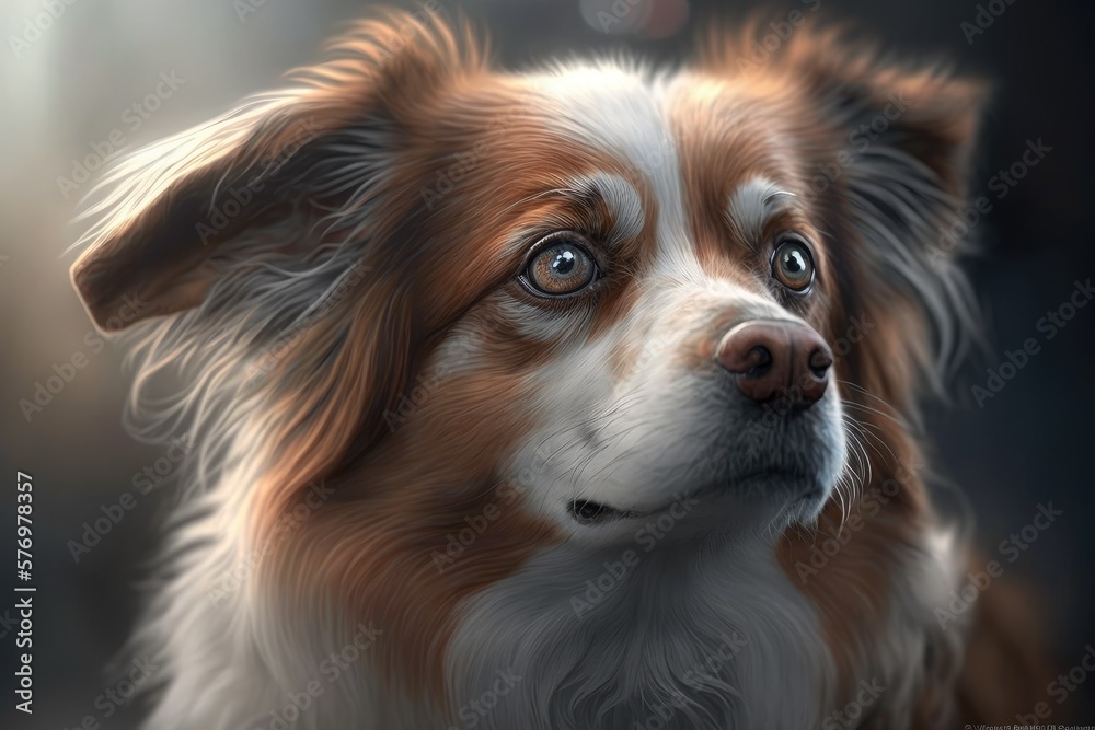 Cute dog close-up. Illustration. Generative AI