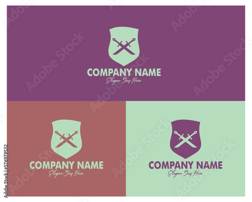 knife and shield combination logo set. premium vector design. simple design and very stunning. Best for badge, emblem, icon, sticker design, logger industry. available eps 10.
