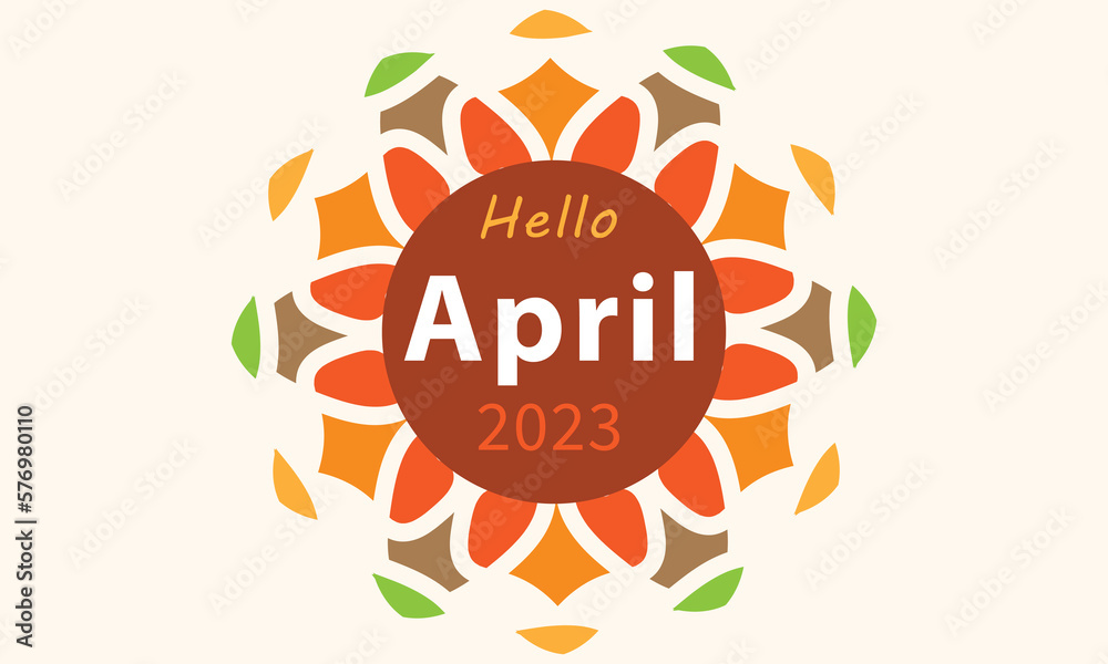 Hello April. April month vector with flowers Decoration background. Design template celebration. Hello April. April month vector with flowers Decoration background. Design template celebration.