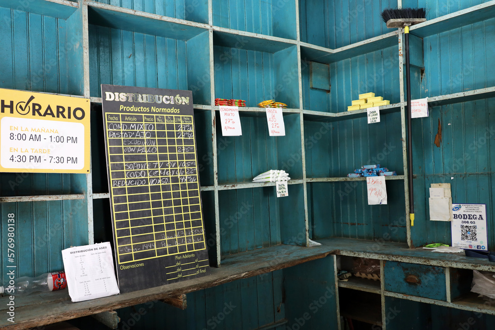 Havana, Cuba March 2023 Social store bodega with halfempty shelves