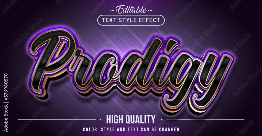 Editable text style effect - Prodigy text style theme.