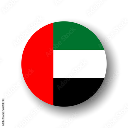 Free Download United Arab Emirates flag - flat vector circle icon or badge with dropped shadow. - GFXLoad