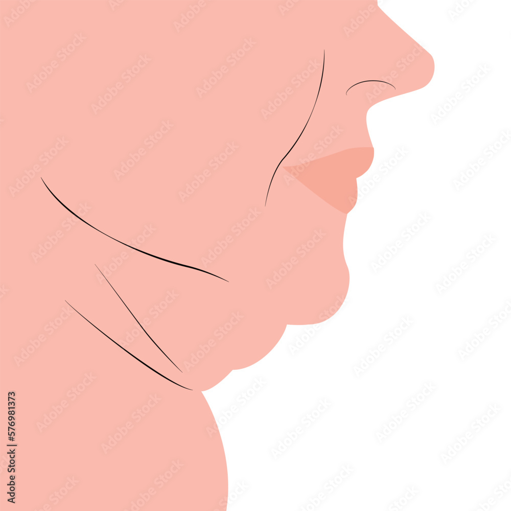 Fat double chin vector illustration