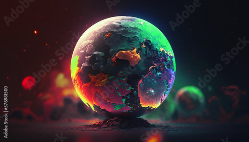 Wallpaper Mural earth and sun Beautiful Colorful Earth, Sphere Digital Art 3d render, digital illustration, wallpaper, colorful background, vibrant colors, vivid, photography Torontodigital.ca