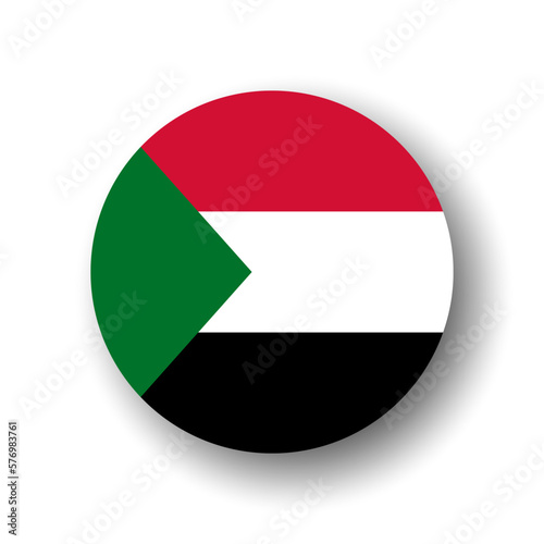Free Download Sudan flag - flat vector circle icon or badge with dropped shadow. - GFXLoad