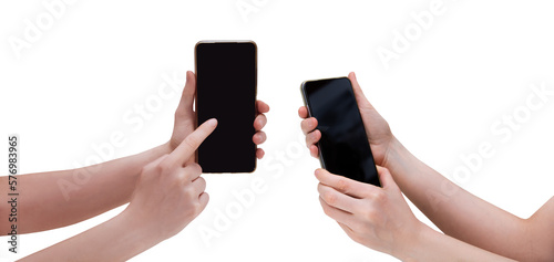 ręka trzyma smartfona na przezroczystym tle png