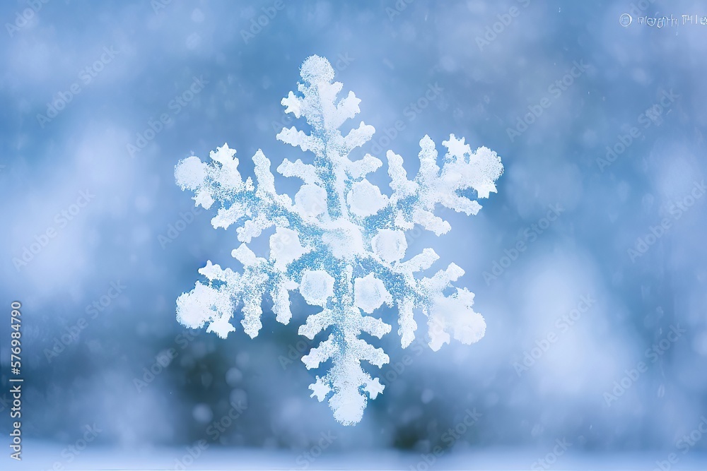 Winter's Splendor A Closeup of a Sparkling Snowflake Generative AI..