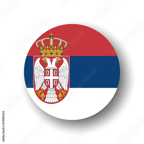 Serbia flag - flat vector circle icon or badge with dropped shadow. photo