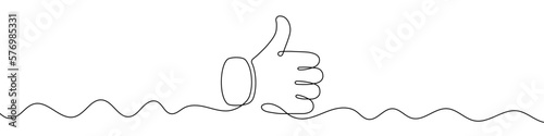 Continuous line drawing of like icon. Thumb up in one line drawing. One line drawing background. Vector illustration. Like icon