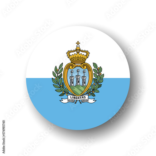 San Marino flag - flat vector circle icon or badge with dropped shadow.