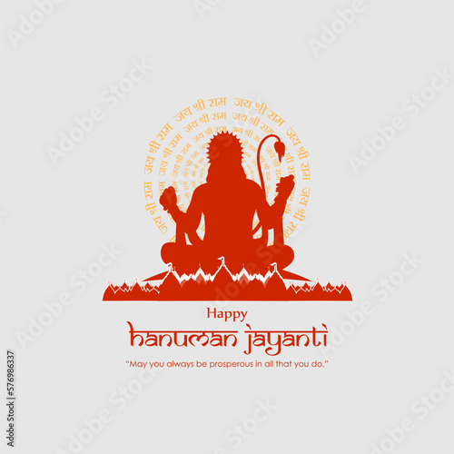 Schilderij op canvas Vector illustration of Happy Hanuman Jayanti wishes greeting