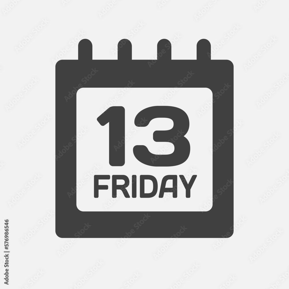 Vector icon day page calendar, date Friday 13 Vector icon day page calendar, date Friday 13