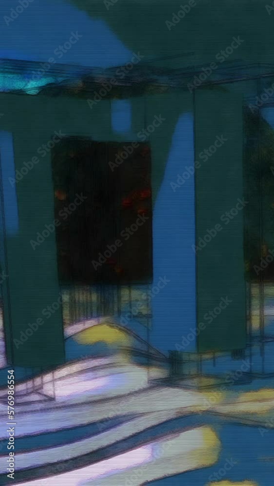 vertical video animation of clean futuristic alien sci fi fantasy landscape - 3d rendering.