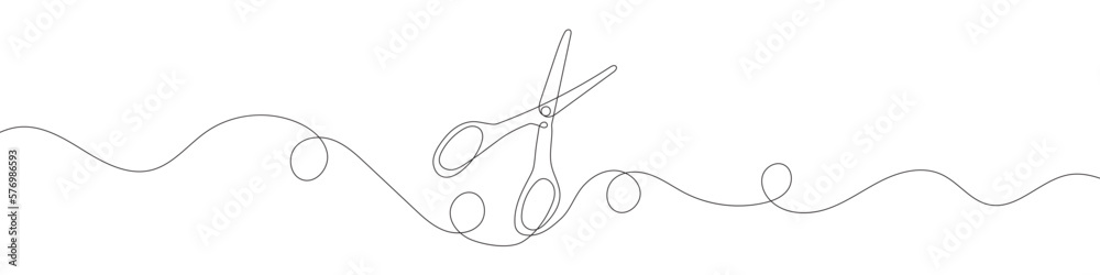 Continuous linear drawing of scissors. Single line drawing of scissors. Vector illustration. Line art of scissors Continuous linear drawing of scissors. Single line drawing of scissors. Vector illustration. Line art of scissors
