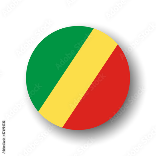 Free Download Republic of the Congo flag - flat vector circle icon or badge with dropped shadow. - GFXLoad
