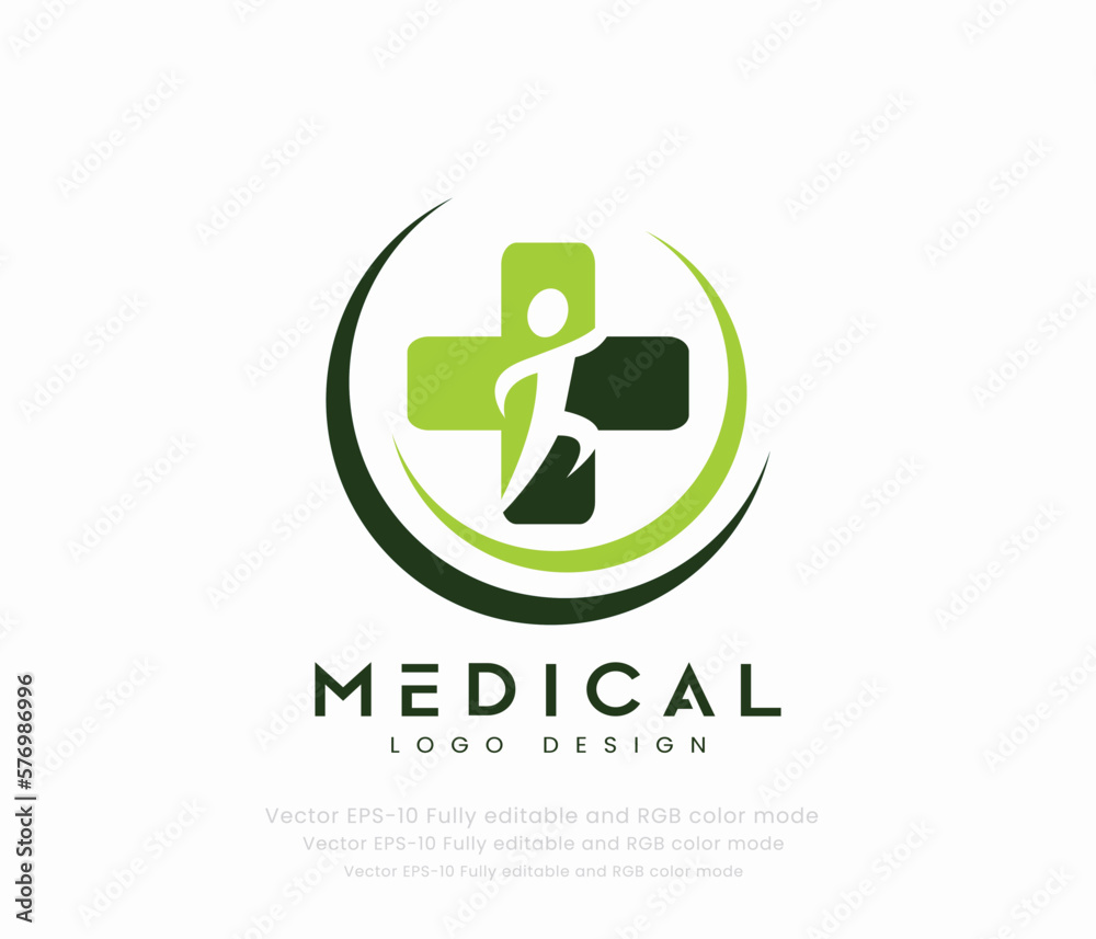 Medical logo design with a green and white circle Medical logo design with a green and white circle