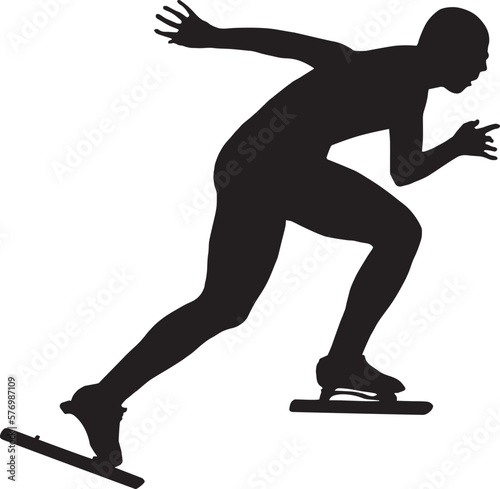 black silhouette women athlete speed skater