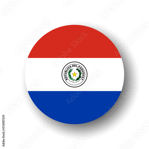 Paraguay flag - flat vector circle icon or badge with dropped shadow.