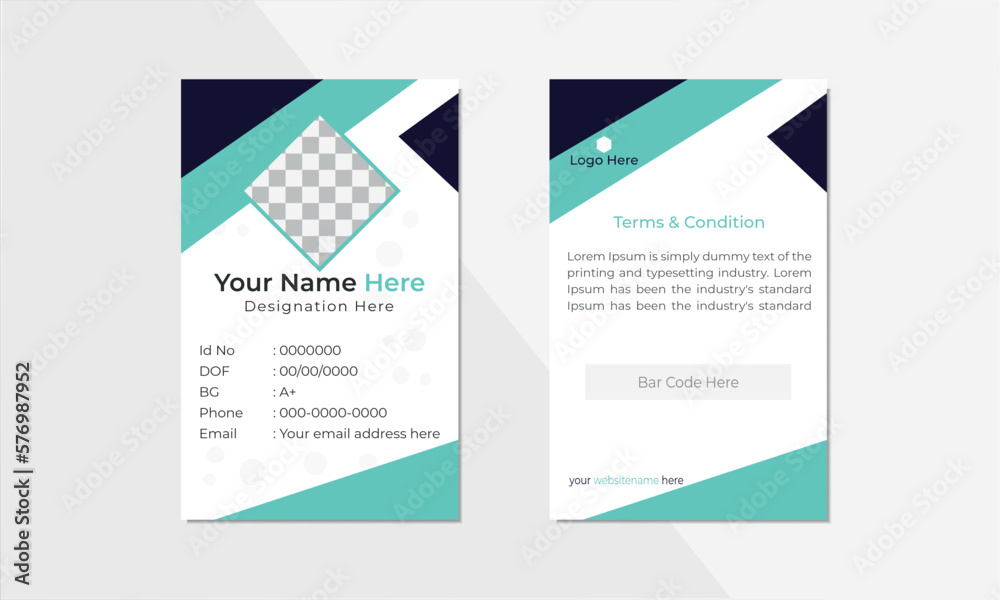 Abstract Geometric Blue Id Card Design, Creative id card design for your company employee