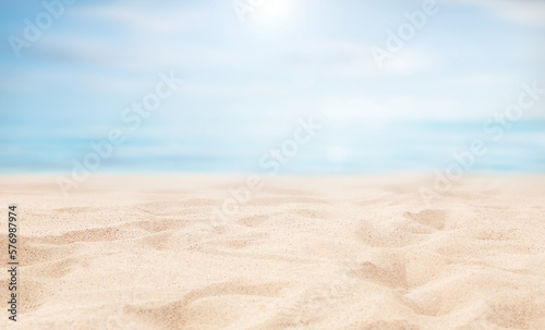 Fototapeta Naklejka Na Ścianę i Meble -  Holiday summer beach background - Sunny day, crystal clear water texture and white sand beach texture.